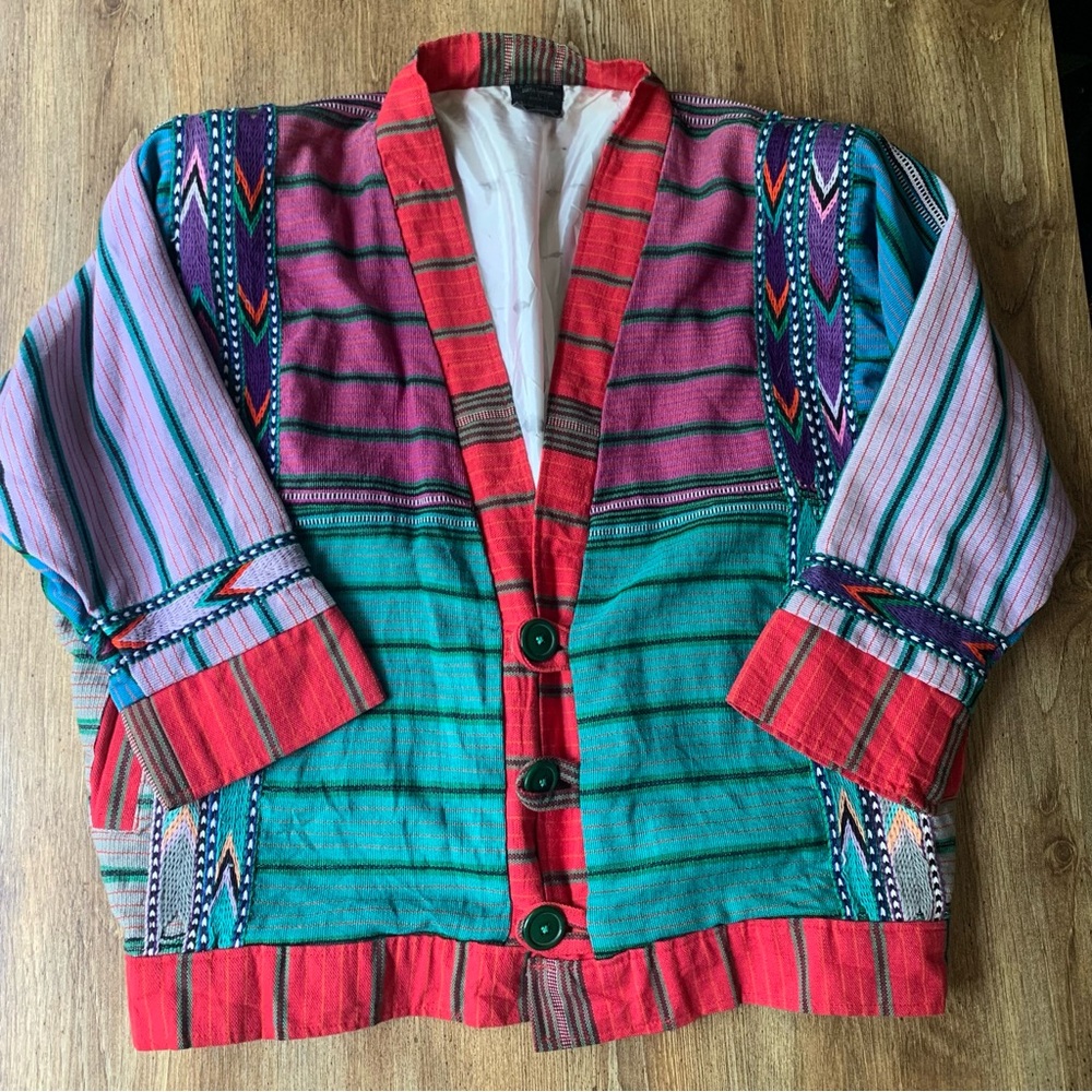 Vintage Chichi Jacket Chichicastenango Guatemala Mayan Patchwork Boho Textile